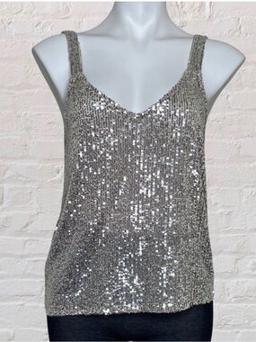 altar'd state silver sequin tank top medium